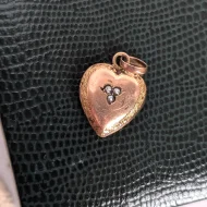 Antique 9ct Gold Seed Pearl Love Heart Pendant Hollow Charm - Image 2