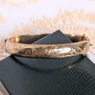 Vintage 9ct Metal Code 1/5 Gold Bangle Etched Hinged