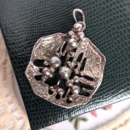 Vintage Sterling Silver Brutalist Pendant Abstract Raised Modernist