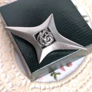Vintage Pewter Guiding Star Brooch Scottish Large Four Pointed