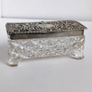 Antique Sterling Silver Topped Cut Glass Trinket Box Edwardian - Image 13