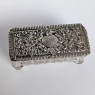 Antique Sterling Silver Topped Cut Glass Trinket Box Edwardian - Image 12