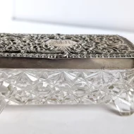 Antique Sterling Silver Topped Cut Glass Trinket Box Edwardian - Image 11