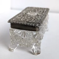 Antique Sterling Silver Topped Cut Glass Trinket Box Edwardian - Image 10