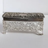 Antique Sterling Silver Topped Cut Glass Trinket Box Edwardian - Image 9