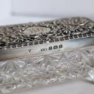 Antique Sterling Silver Topped Cut Glass Trinket Box Edwardian - Image 8