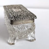 Antique Sterling Silver Topped Cut Glass Trinket Box Edwardian - Image 7