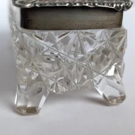 Antique Sterling Silver Topped Cut Glass Trinket Box Edwardian - Image 2