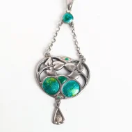 Antique Sterling Silver Enamel Necklace Pendant Charles Horner Edwardian - Image 13
