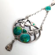Antique Sterling Silver Enamel Necklace Pendant Charles Horner Edwardian - Image 11