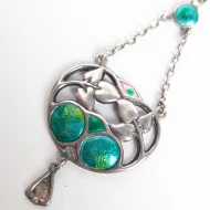 Antique Sterling Silver Enamel Necklace Pendant Charles Horner Edwardian - Image 10