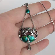 Antique Sterling Silver Enamel Necklace Pendant Charles Horner Edwardian - Image 2