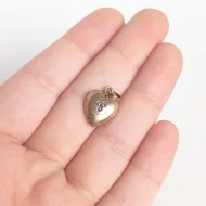 Antique 9ct Gold Seed Pearl Love Heart Pendant Hollow Charm - Image 11
