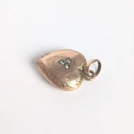 Antique 9ct Gold Seed Pearl Love Heart Pendant Hollow Charm - Image 10