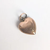 Antique 9ct Gold Seed Pearl Love Heart Pendant Hollow Charm - Image 9