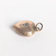 Antique 9ct Gold Seed Pearl Love Heart Pendant Hollow Charm - Image 8