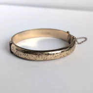 Vintage 9ct Metal Code 1/5 Gold Bangle Etched Hinged - Image 2