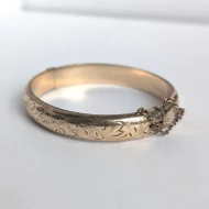 Vintage 9ct Metal Code 1/5 Gold Bangle Etched Hinged - Image 14