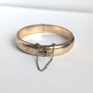Vintage 9ct Metal Code 1/5 Gold Bangle Etched Hinged - Image 13