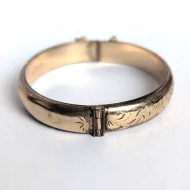 Vintage 9ct Metal Code 1/5 Gold Bangle Etched Hinged - Image 9