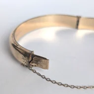 Vintage 9ct Metal Code 1/5 Gold Bangle Etched Hinged - Image 5