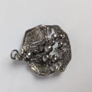 Vintage Sterling Silver Brutalist Pendant Abstract Raised Modernist - Image 11