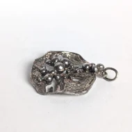 Vintage Sterling Silver Brutalist Pendant Abstract Raised Modernist - Image 9