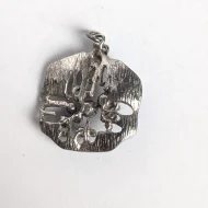 Vintage Sterling Silver Brutalist Pendant Abstract Raised Modernist - Image 8