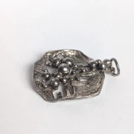 Vintage Sterling Silver Brutalist Pendant Abstract Raised Modernist - Image 6