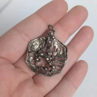 Vintage Sterling Silver Brutalist Pendant Abstract Raised Modernist - Image 2