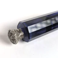 Antique Sterling Silver Cobolt Blue Glass Double Ended Scent Bottle Perfume - Image 12