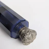 Antique Sterling Silver Cobolt Blue Glass Double Ended Scent Bottle Perfume - Image 10