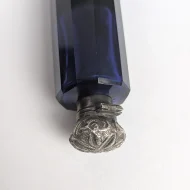 Antique Sterling Silver Cobolt Blue Glass Double Ended Scent Bottle Perfume - Image 8