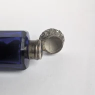 Antique Sterling Silver Cobolt Blue Glass Double Ended Scent Bottle Perfume - Image 6