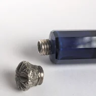 Antique Sterling Silver Cobolt Blue Glass Double Ended Scent Bottle Perfume - Image 5
