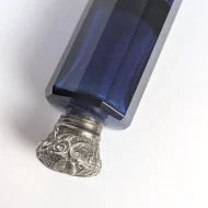 Antique Sterling Silver Cobolt Blue Glass Double Ended Scent Bottle Perfume - Image 17