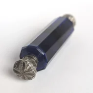 Antique Sterling Silver Cobolt Blue Glass Double Ended Scent Bottle Perfume - Image 16