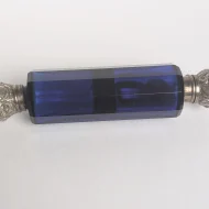 Antique Sterling Silver Cobolt Blue Glass Double Ended Scent Bottle Perfume - Image 15