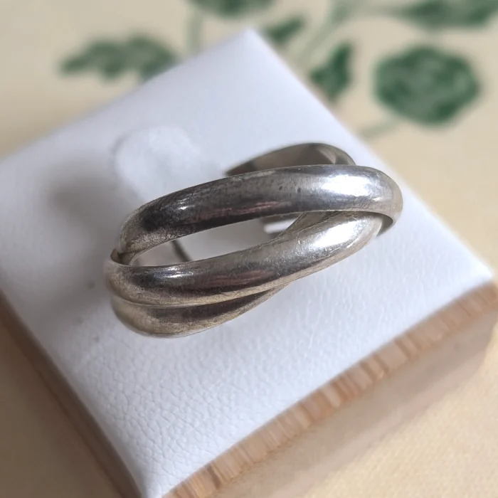 Vintage Sterling Silver Russian Wedding Ring Multi Band Twist