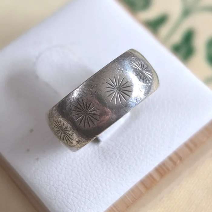 Vintage Sterling Silver Star Cut Chunky Ring Simple Minimalist Band