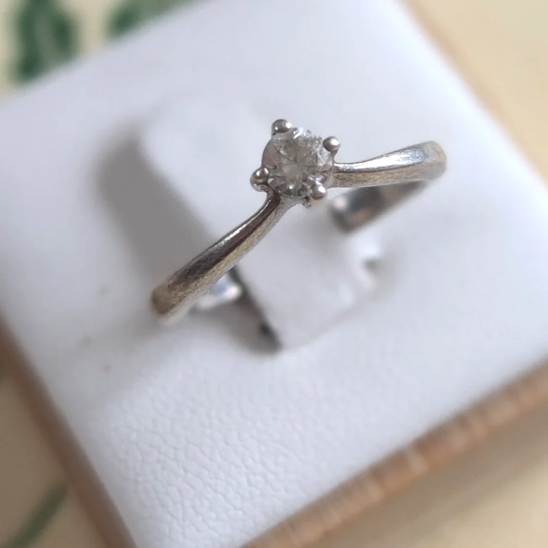 Vintage Sterling Silver CZ Solitaire Stack Ring 925