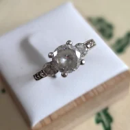 Vintage Sterling Silver Cocktail CZ Trilogy Ring 925 Pave