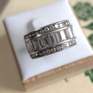 Big Sterling Silver Channel Set CZ Statement Ring 925 Hallmarked