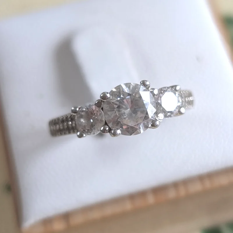 Vintage Sterling Silver Cocktail CZ Trilogy Ring 925 Pave
