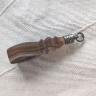 Antique Victorian Banded Agate Silver Topped Fob Seal Pendant Engraved - Image 4