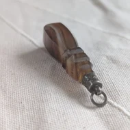 Antique Victorian Banded Agate Silver Topped Fob Seal Pendant Engraved - Image 5