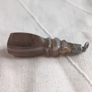 Antique Victorian Banded Agate Silver Topped Fob Seal Pendant Engraved - Image 9