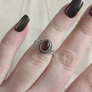 Vintage Sterling Silver Amber Signet Ring Spiral Size K.5 925 - Image 2