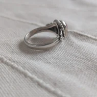 Vintage Sterling Silver Amber Signet Ring Spiral Size K.5 925 - Image 4
