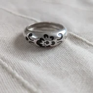 Vintage Sterling Silver Floral Enamel Chunky Stacker Ring 925 - Image 7